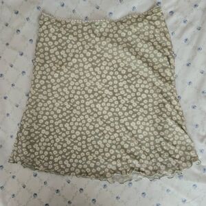 RSQ Cream Pencil Mini Skirt Floral Green